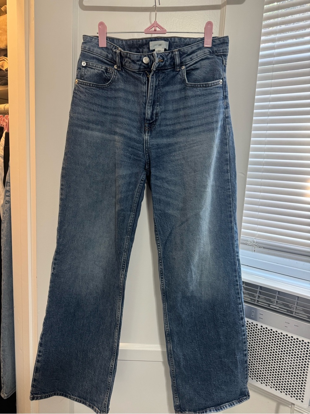 H&M Dark Blue Wide-Leg High-Rise Jeans